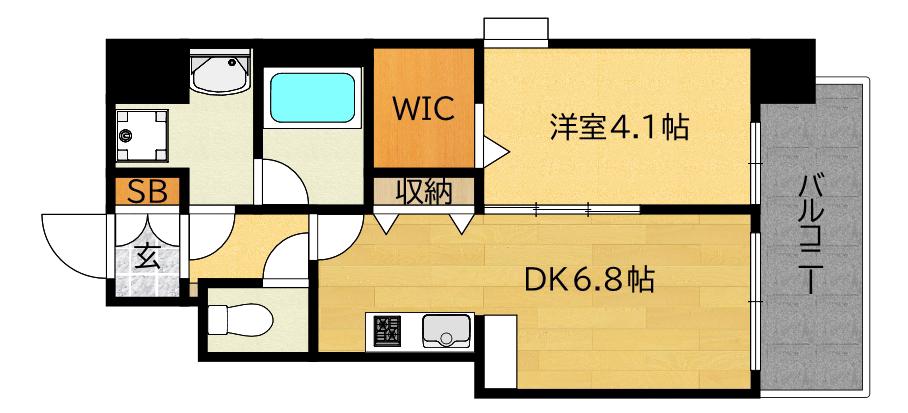 スプランディット天王寺III(1DK/13階)の間取り写真
