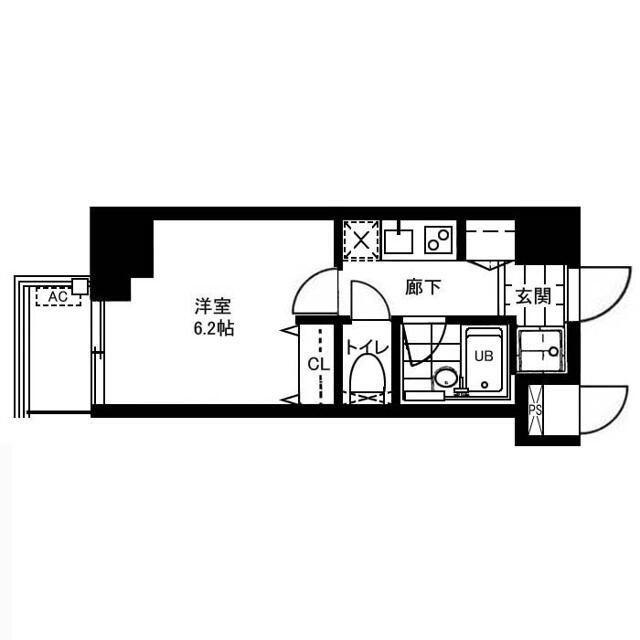 レジディア文京本郷Ⅱ(1K/6階)の間取り写真