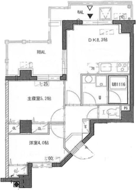 エストゥルース府中(2DK/6階)の間取り写真