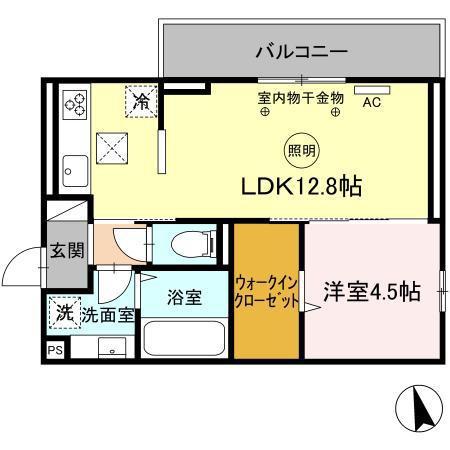 アピリシティII(1LDK/1階)の間取り写真