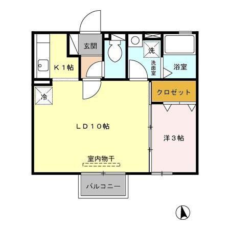 メゾンランコントル(1LDK/2階)の間取り写真