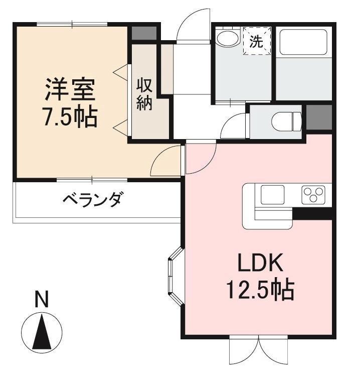 セイントオークス(1LDK/1階)の間取り写真