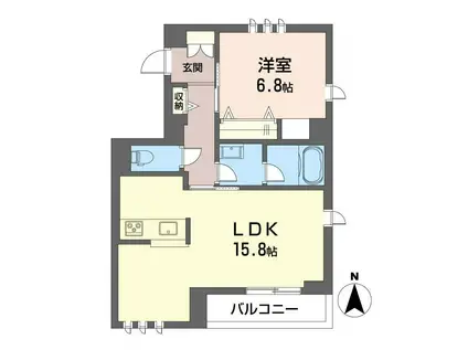 トリニティーアベニュー(1LDK/2階)の間取り写真