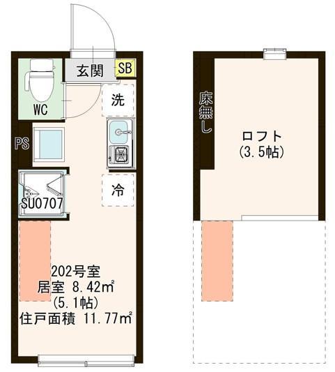 サヴォアフェール大島(ワンルーム/2階)の間取り写真