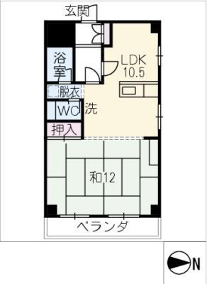 胡蝶ビル(1LDK/3階)の間取り写真