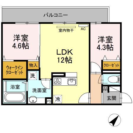 POLONIA MATSUBARAA棟(2LDK/3階)の間取り写真