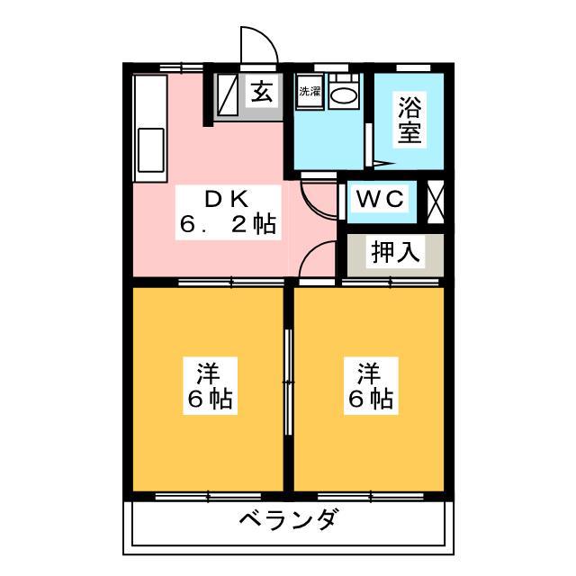 サンパレス東山D(2DK/2階)の間取り写真