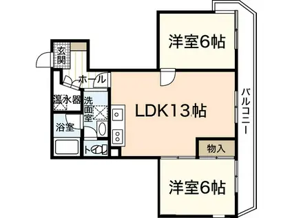 明貴マンション(2LDK/6階)の間取り写真