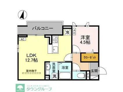 D-SERENO新倉 I(1LDK/1階)の間取り写真