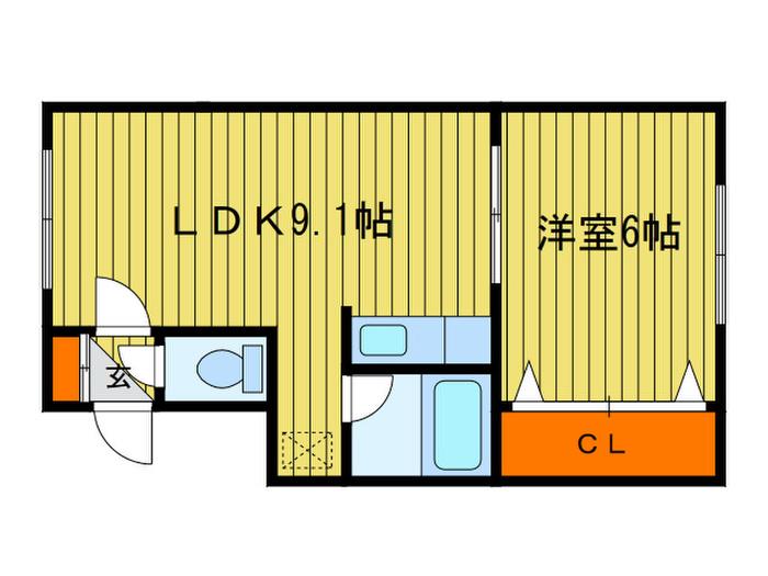 ノース横山(1LDK/2階)の間取り写真