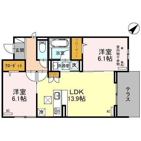 ソアヴィータ(2LDK/1階)の間取り写真