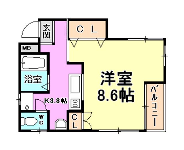コート向森(1K/1階)の間取り写真