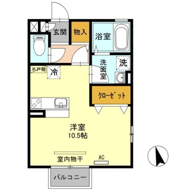 グランメール(ワンルーム/2階)の間取り写真