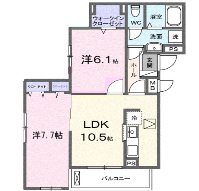 メゾンボヌール(2LDK/2階)の間取り写真