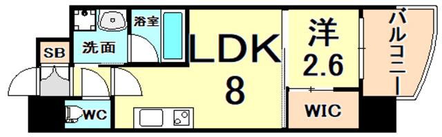 セレニテ神戸元町プリエ(1LDK/14階)の間取り写真