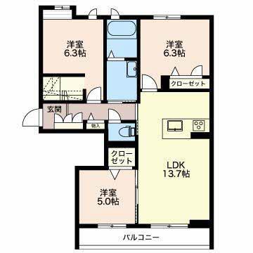 マストタウン神道寺(3LDK/2階)の間取り写真
