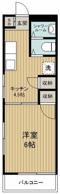 ヴィレッジ・I(1DK/4階)の間取り写真