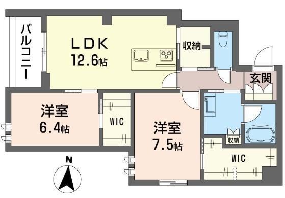 クレストタウン常盤(2LDK/2階)の間取り写真