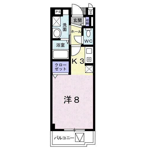 シールド青葉(1K/2階)の間取り写真