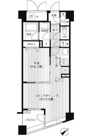コスモリード新宿余丁町(1LDK/2階)の間取り写真