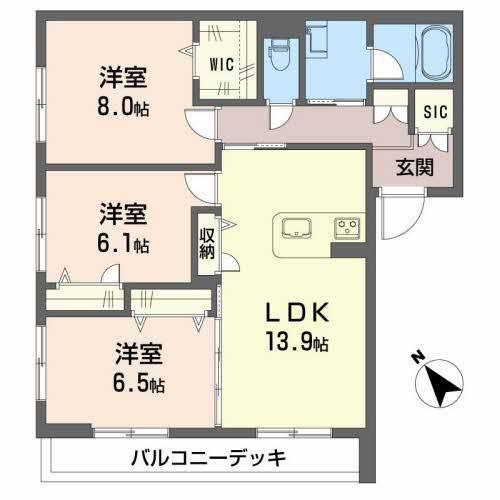 エクセス(3LDK/3階)の間取り写真