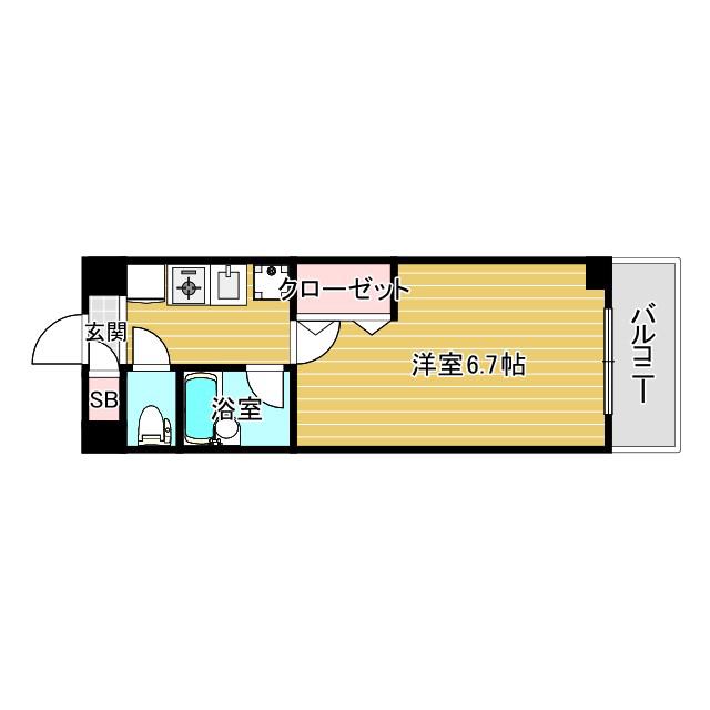 SS薬師谷(1K/2階)の間取り写真