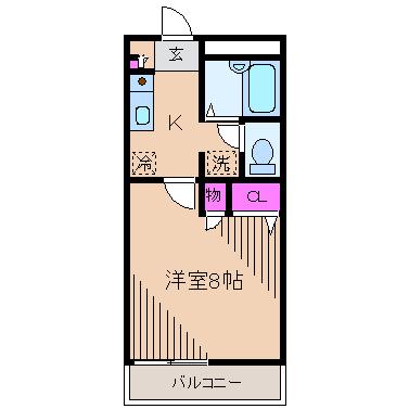 シャルマン元住吉(1K/1階)の間取り写真