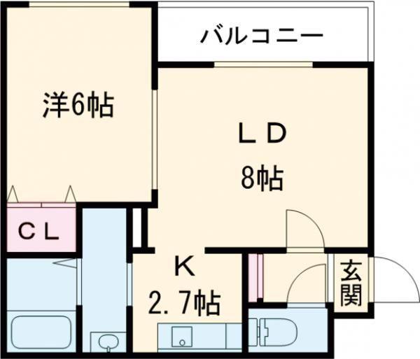 BRILLER五稜郭(1LDK/1階)の間取り写真