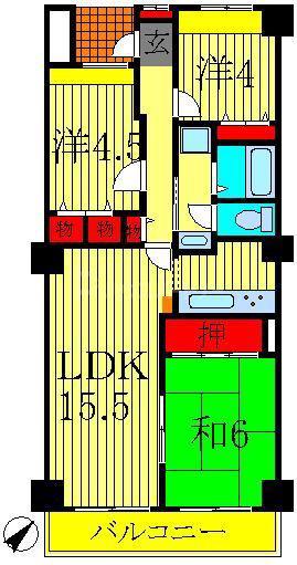 リリオ弐番館(3LDK/9階)の間取り写真