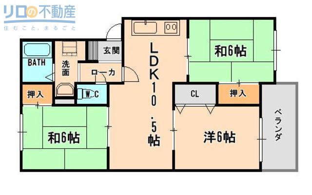 メゾン鈴原(3LDK/1階)の間取り写真