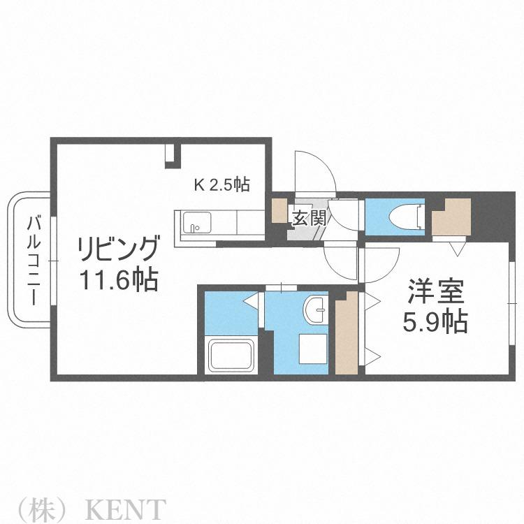 ファインディ西町(1LDK/2階)の間取り写真