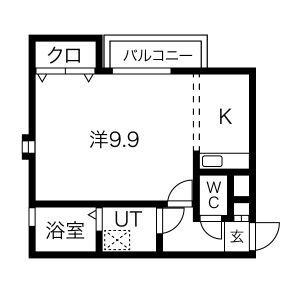 シングル(1K/1階)の間取り写真