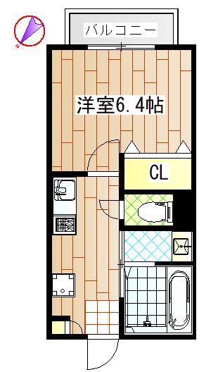 マルト参番館(1K/1階)の間取り写真