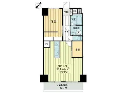 ニックハイム鶴見第二(1SLDK/4階)の間取り写真