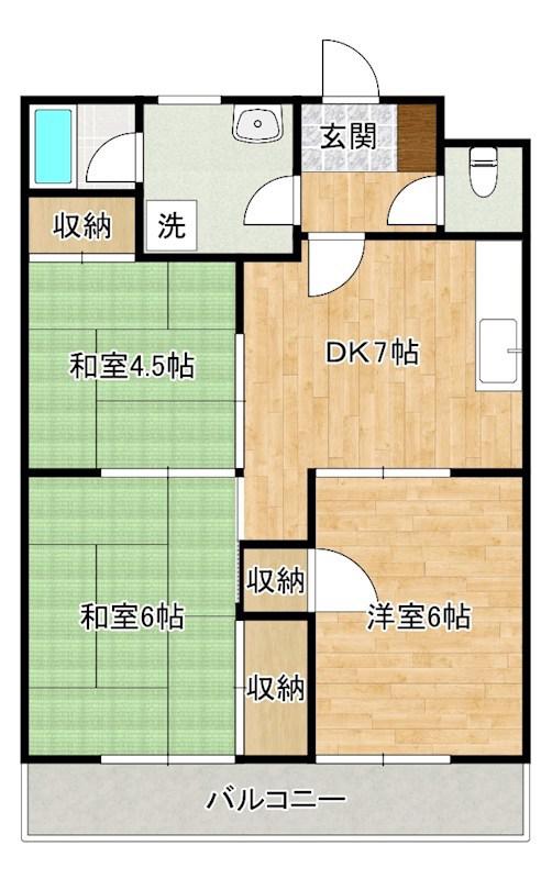 畑田ハイツ(3DK/2階)の間取り写真