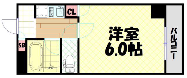 WINGS弁天(1K/3階)の間取り写真
