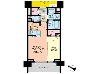 シティハウス南麻布一丁目(1LDK/6階)の間取り写真