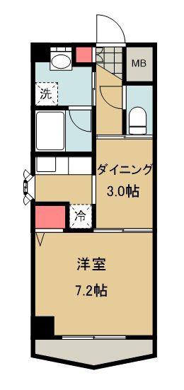 ロンディーヌII榴岡(1DK/5階)の間取り写真