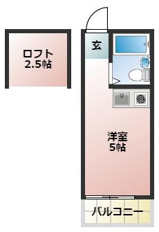 ペアパレス徳丸(ワンルーム/2階)の間取り写真