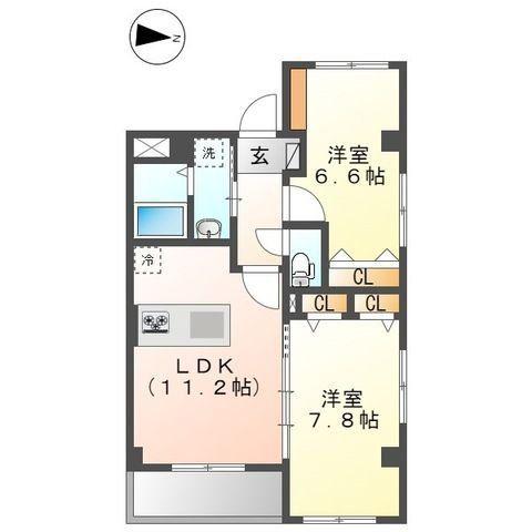 グランドゥール(2LDK/3階)の間取り写真