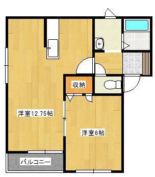 フルール上成B棟(1LDK/2階)の間取り写真
