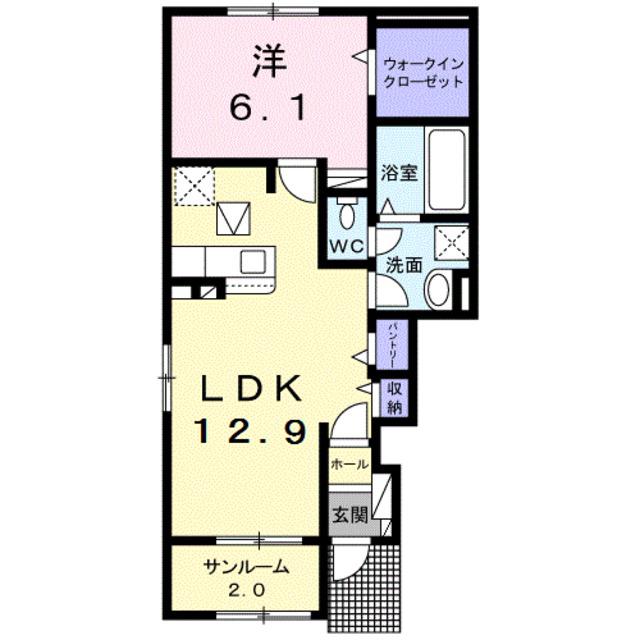 ステッラ I(1LDK/1階)の間取り写真