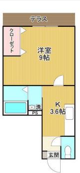 グレースパピヨン(1DK/1階)の間取り写真