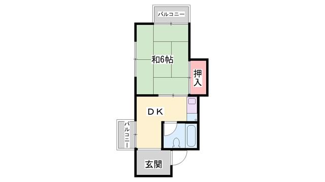 メゾンアスカ北棟(1DK/2階)の間取り写真