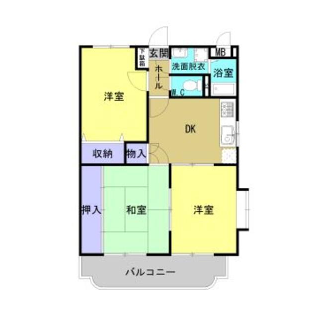 スクウェアガーデン東野(3DK/2階)の間取り写真