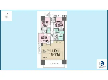 ザ・パークハウス大曽根レジデンス(3LDK/11階)の間取り写真