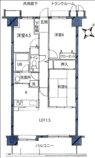 サンクタス千葉シーサイドアベニュー(3LDK/7階)の間取り写真