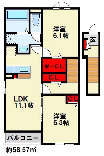 メゾン ド ジュネス I(2LDK/2階)の間取り写真