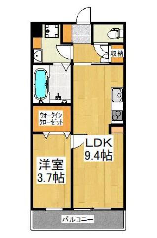 ザ・テラスコート英(1LDK/2階)の間取り写真