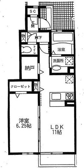 ブラウニィー(1LDK/1階)の間取り写真
